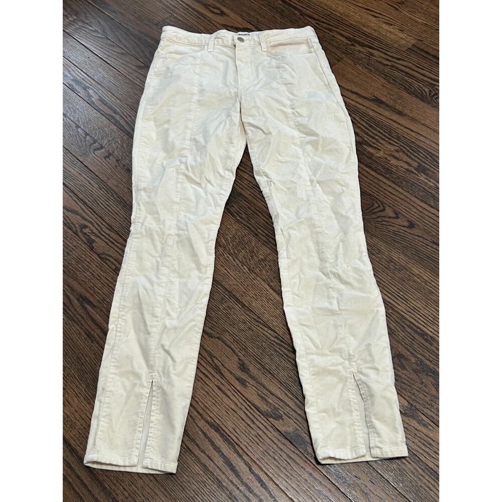 L'AGENCE Women's Jyothi High Rise Split Ankle Jeans Ivory Velvet Size 28 NWT